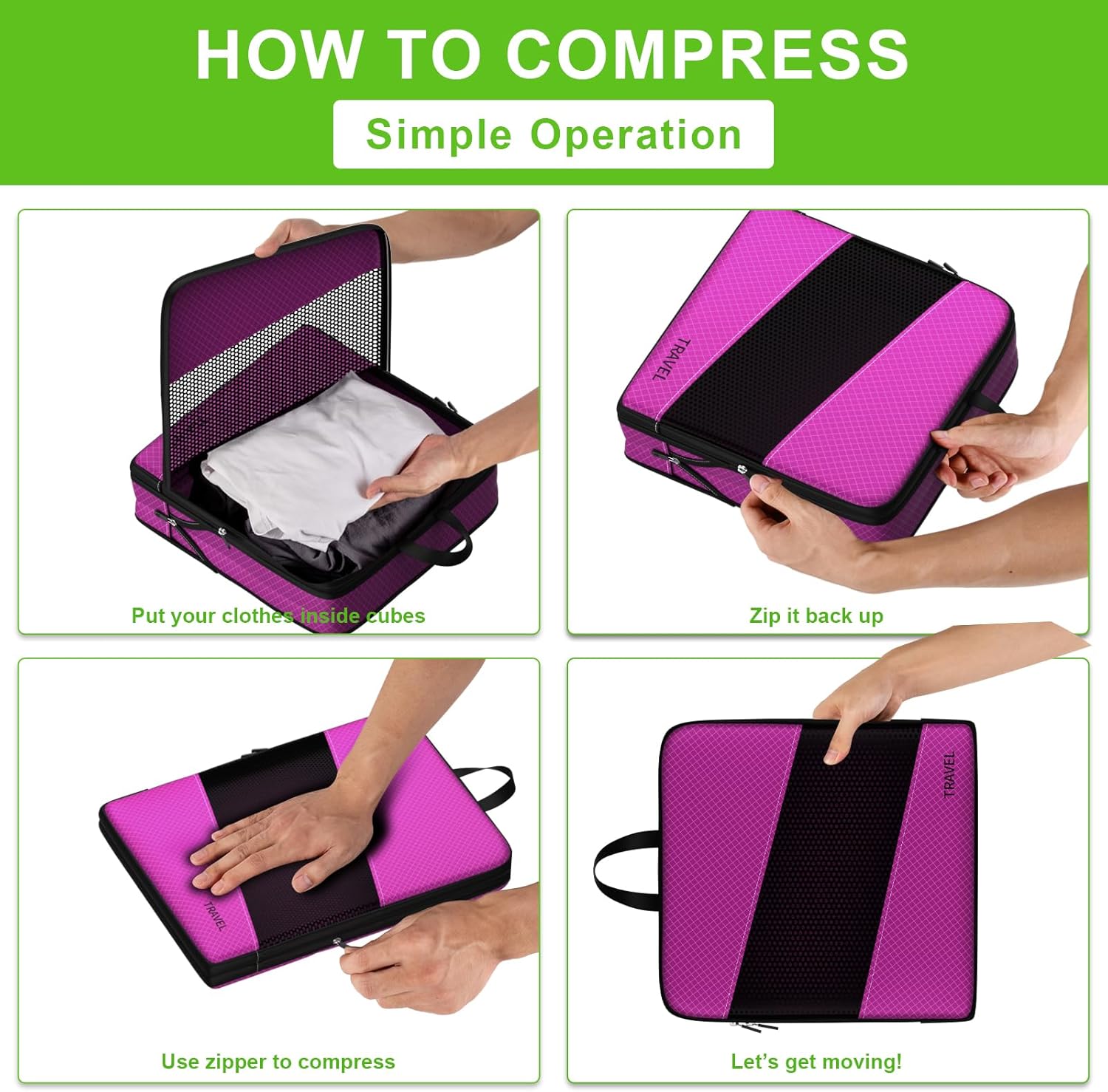 Compression Packing Cubes for Suitcases, UNTIFUL 6 Set Travel Organizer Cubes for Travel Essentials - Image 3